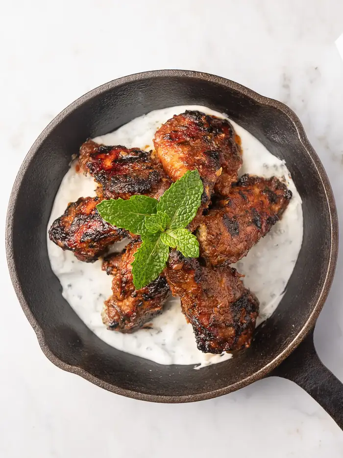 Berbere wings on mint yoghurt